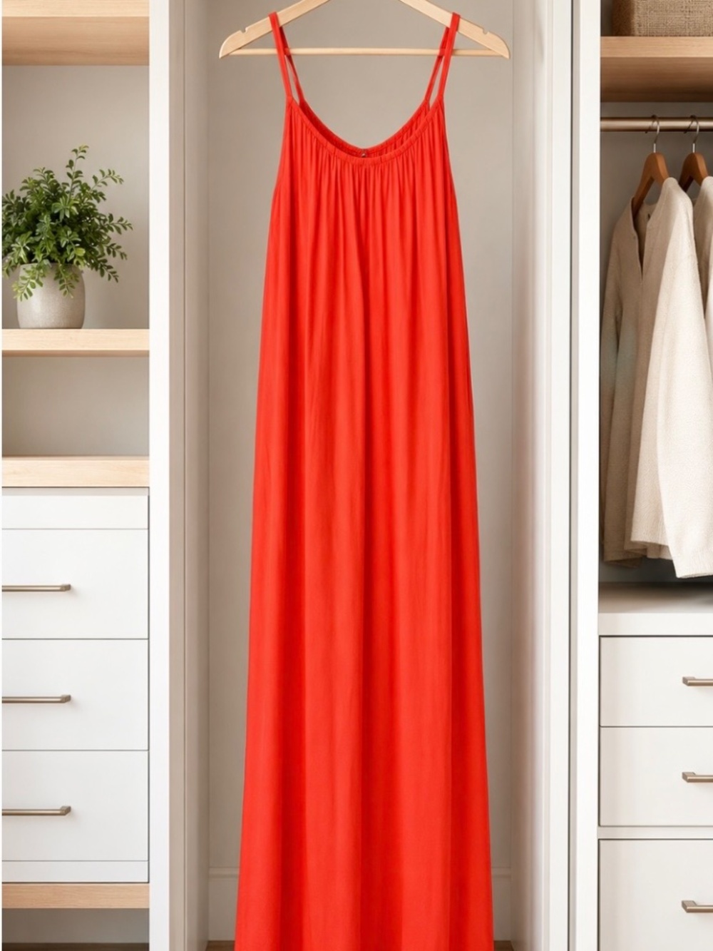 Italian Silk Blend Red Maxi Dress - Picture 2 of 6